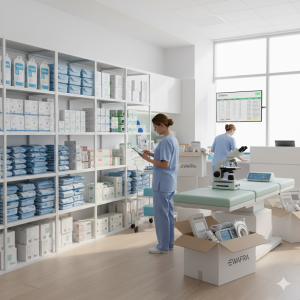 Material de curación el cruce con inventarios eficiente