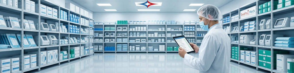 "Cumplimiento de la NOM-005-SSA3-2010 en distribuidoras de insumos médicos en México, almacén optimizado por Ewafra."