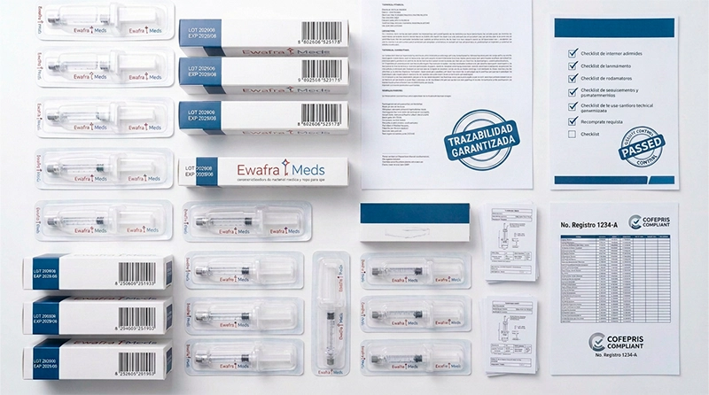  Rellenos dérmicos Softfill con documentación de registro sanitario Cofepris y trazabilidad de lote, distribuidos por Ewafra Meds