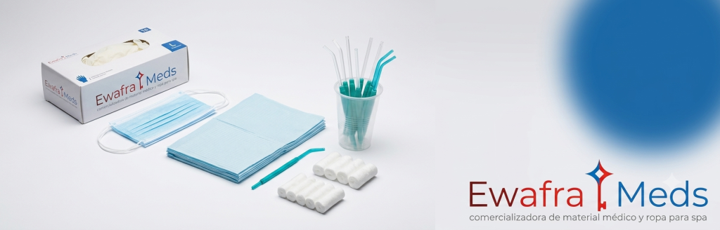 ):** Insumos dentales al mayoreo para consultorios: guantes, cubrebocas, baberos y eyectores distribuidos por Ewafra Meds