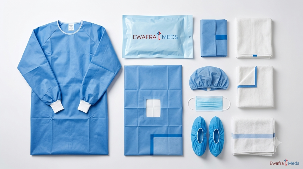 Kits quirúrgicos desechables preconfigurados: todas las piezas del procedimiento en un solo empaque estéril para reducir mermas y tiempos de preparación.