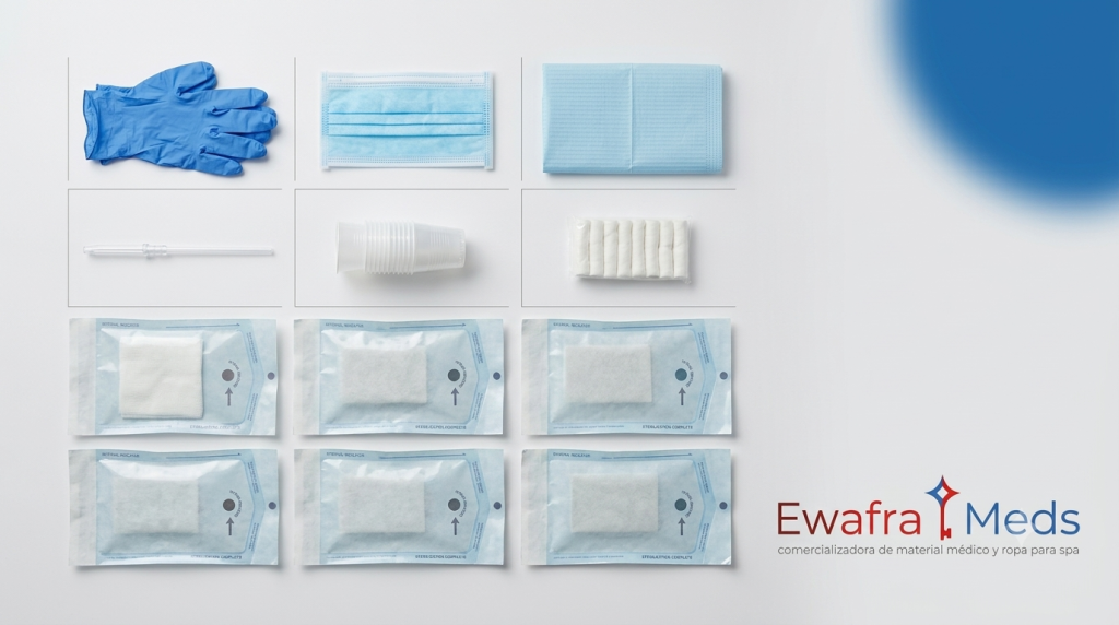 Kit de material dental desechable por consulta organizado pieza por pieza, abasto mayorista de Ewafra Meds