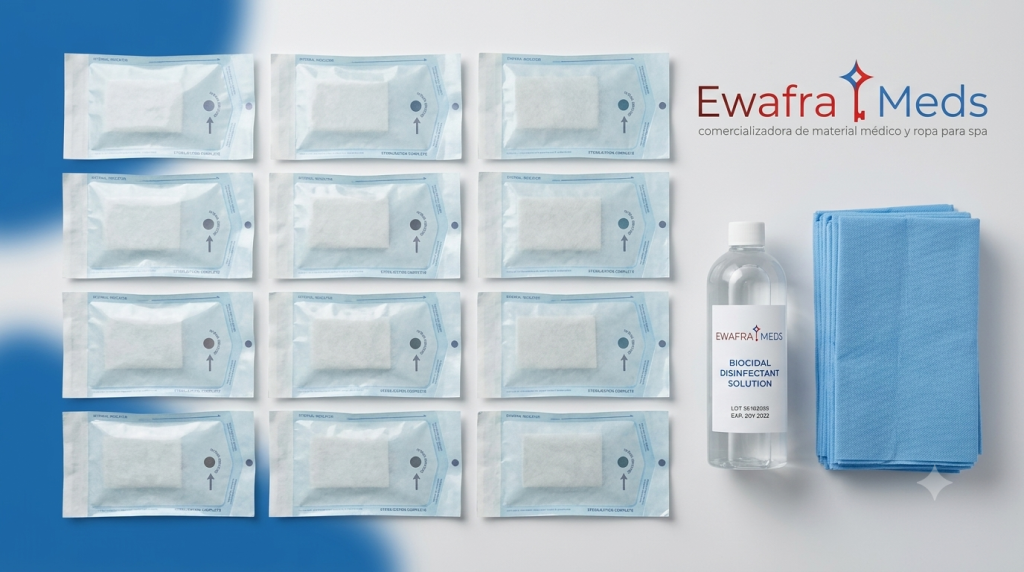 Bolsas de esterilización con indicador y desinfectantes para bioseguridad dental, disponibles al mayoreo con Ewafra Meds