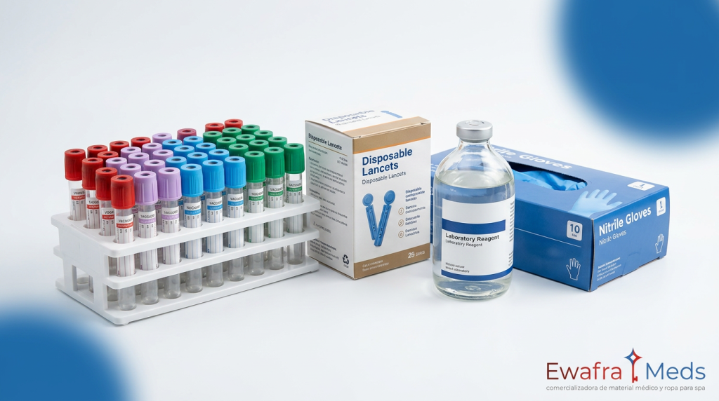 Las cuatro categorías de material de laboratorio clínico al mayoreo: toma de muestra, reactivos, protección y consumibles de proceso, por Ewafra Meds